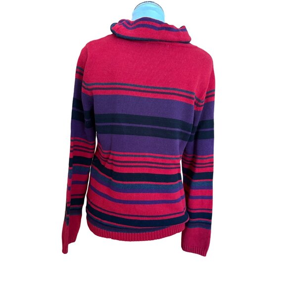 Chaps Retro Southwestern Tribal Aztec Cowl Neck Sweater Large Red Cowgirl - Picture 3 of 7